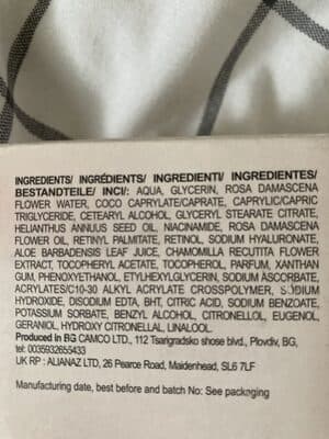 Face Cream - organic rose oil Hyaluronic acid Retinol