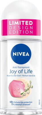 NIVEA Antiperspirant Deo Roll-on Joy of Life with roses & lilies fragrance, 50 ml