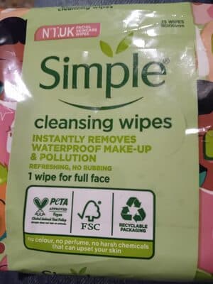 Simple cleansing wipes